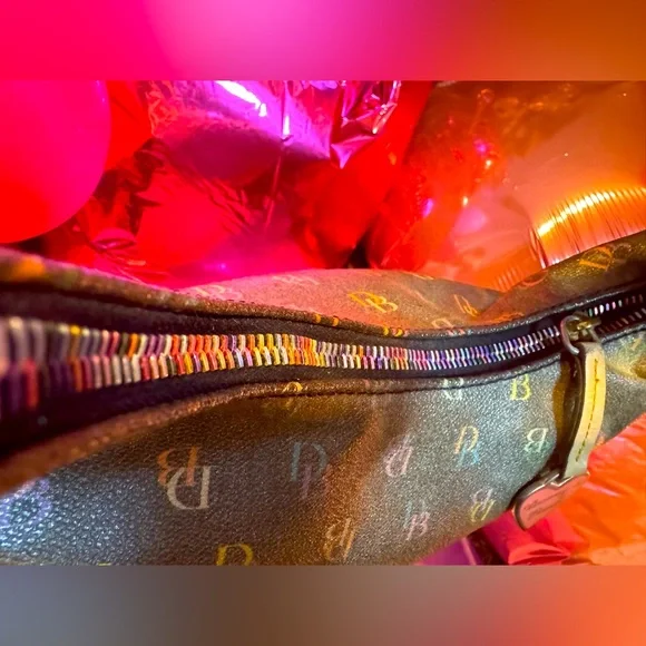 Dooney & Bourke Y2K vintage Monogram Small Hobo charcoal EUC callouts last 2 pic - Picture 9 of 14